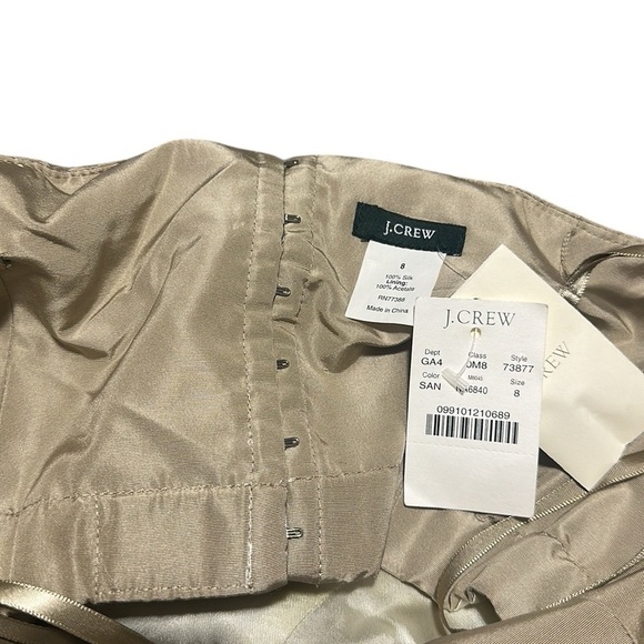 J CREW NWT Elegant Strapless A-Line Midi Dress San Color 100% Silk Size 8 - Picture 9 of 10